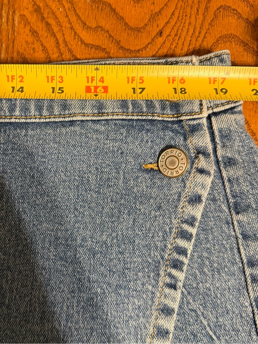 Torrid Wrap A-Line Denim Jean Skort in Blue Sz 14 NWT - Picture 13 of 15